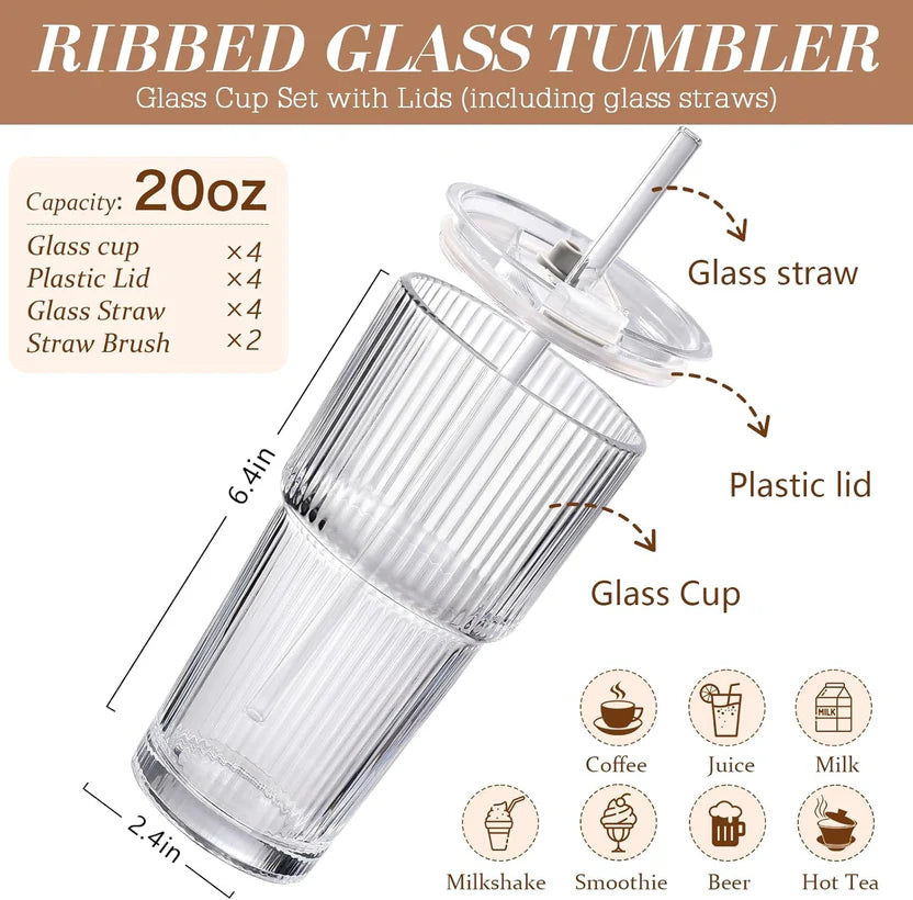 20oz Thick Glass Coffee Tumbler